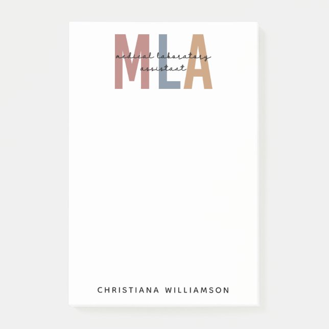 Personalised MLA Medical Laboratory Assistant Post-it Notes (Front)