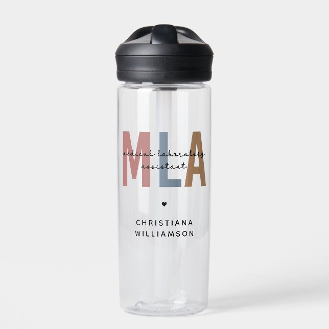 Personalised MLA Medical Laboratory Assistant Water Bottle (Front)