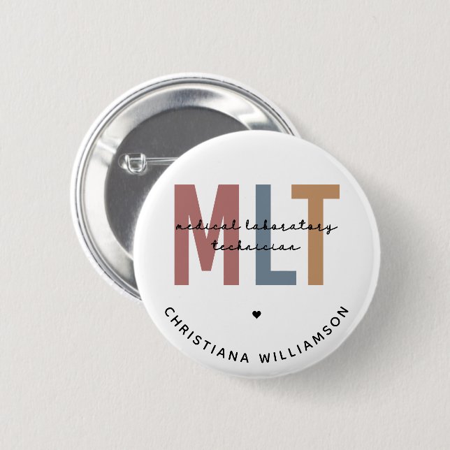 Personalised MLT Medical Laboratory Technician 6 Cm Round Badge (Front & Back)