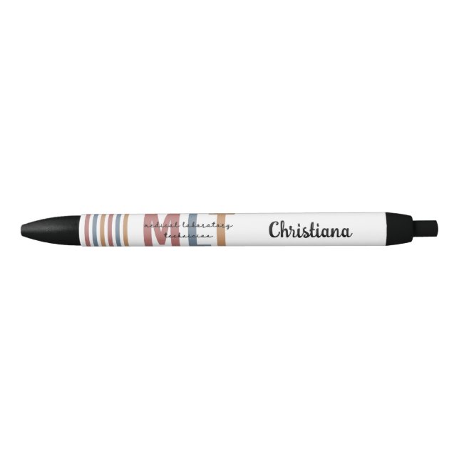 Personalised MLT Medical Laboratory Technician Black Ink Pen (Front)
