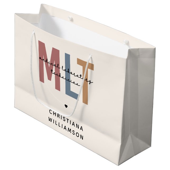 Personalised MLT Medical Laboratory Technician Large Gift Bag (Front Angled)