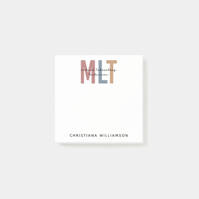 Personalised MLT Medical Laboratory Technician Post-it Notes (Front)