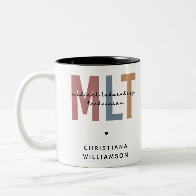 Personalised MLT Medical Laboratory Technician Two-Tone Coffee Mug (Left)