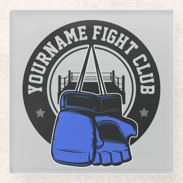 Personalised MMA Mixed Martial Arts Fight Club Glass Coaster (Front)