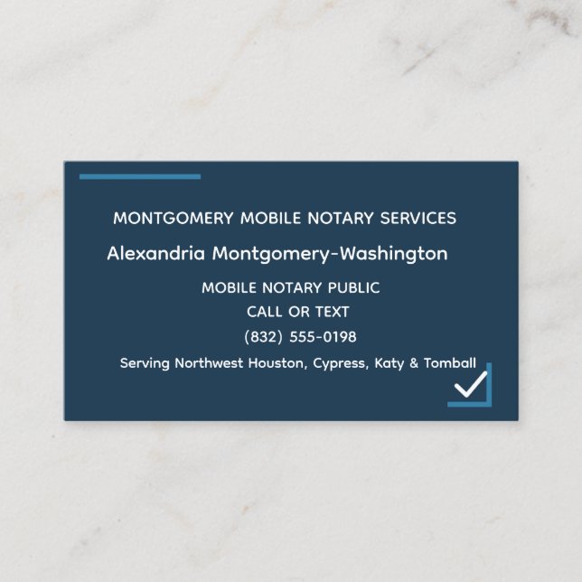 Personalised Mobile Notary Business Card (Front)