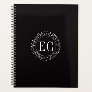 Personalised Mobile Notary Public Seal Logo Black Planner