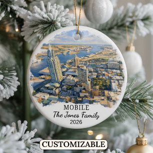 Personalised Mobile Ornament, Custom Alabama Ceramic Tree Decoration