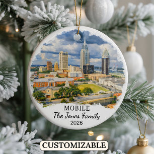 Personalised Mobile Ornament, Custom Alabama Ceramic Tree Decoration