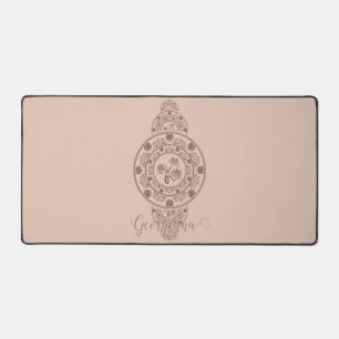 Personalised Mocha Rococo Lotus Ornamental Mandala Desk Mat