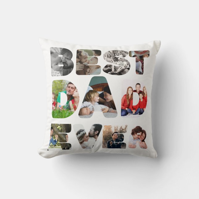 Personalised modern 11 photo Best dad ever Cushion (Front)