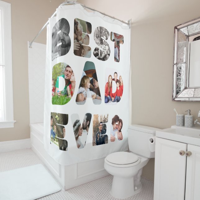 Personalised modern 11 photo Best dad ever Shower Curtain (In Situ)