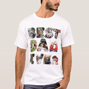 Personalised modern 11 photo Best dad ever T-Shirt