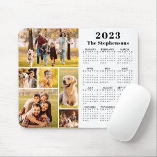 Personalised Modern 2023 Calendar 6 Photo Collage Mouse Mat