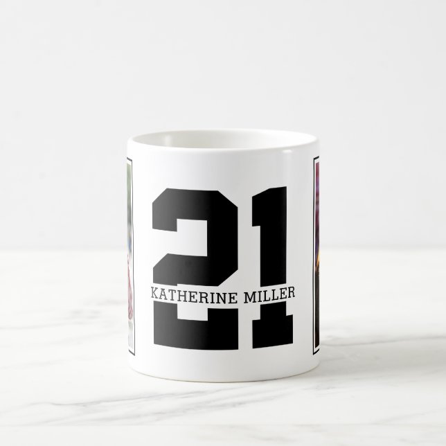Personalised Modern 21st Birthday Photo Coffee Mug (Center)
