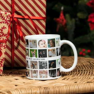 Personalised Modern 40 Photo Collage & Text Gift Coffee Mug