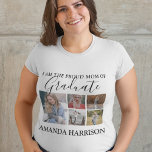 Personalised Modern | 5 Photo | Graduation T-Shirt<br><div class="desc">Create your own proud mum of the graduate tshirt featuring 5 photo's of your son or daughter, text which reads "I AM THE PROUD MOM OF GRADUATE AND THEIR NAME". The tshirt is easily personalised and the font styles, size and colours can be changed by clicking on the customise further...</div>