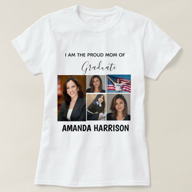 Personalised Modern 5 photo graduation Tshirt (Design Front)