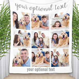 Personalised Modern 9 Photo Collage Fleece Blanket