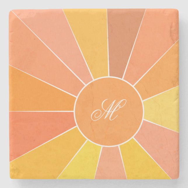 Personalised Modern Abstract Sun Design |  Stone Coaster (Front)