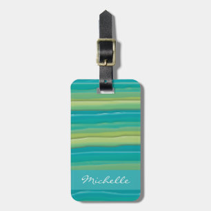 Personalised Modern Abstract Watercolor Stripes Luggage Tag