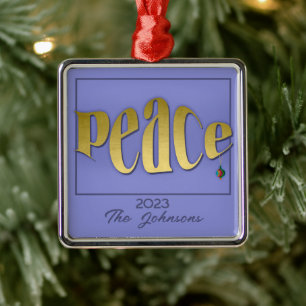 Personalised modern and elegant peaceful sentiment metal tree decoration