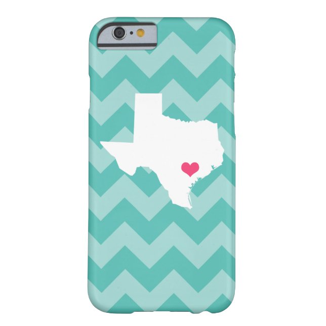 Personalised Modern Aqua Chevron Texas Heart Case-Mate iPhone Case (Back)