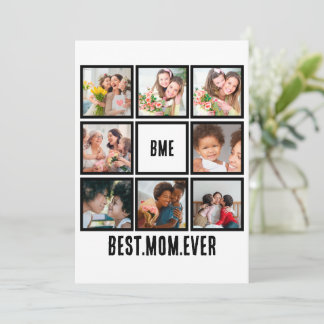 Personalised Modern Best Mum Ever 8 Photo Collage Holiday Card