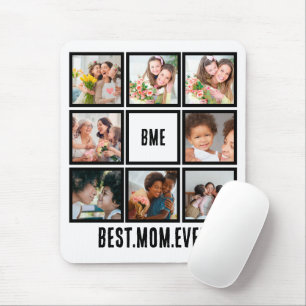 Personalised Modern Best Mum Ever 8 Photo Collage Mouse Mat