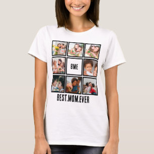 Personalised Modern Best Mum Ever 8 Photo Collage  T-Shirt