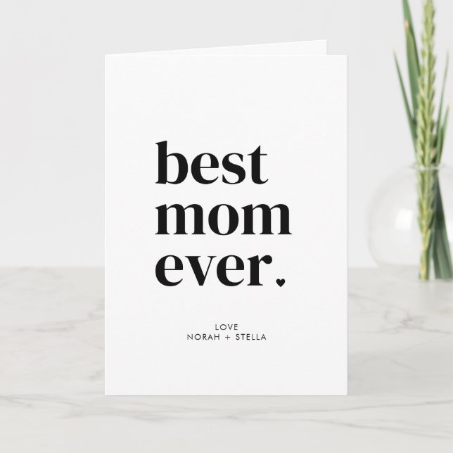 Personalised Modern Best Mum Ever  Holiday Card (Front)
