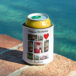 Personalised Modern Birthday 11 Photo Collage  Can Cooler