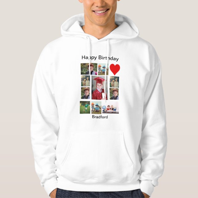 Personalised Modern Birthday 11 Photo Collage   Hoodie (Front)