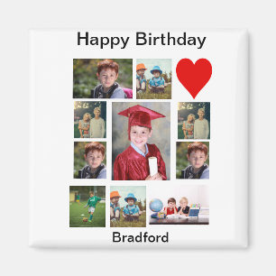Personalised Modern Birthday 11 Photo Collage  Magnet