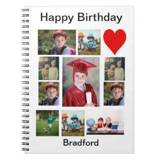 Personalised Modern Birthday 11 Photo Collage   Notebook