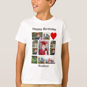 Personalised Modern Birthday 11 Photo Collage T-Shirt