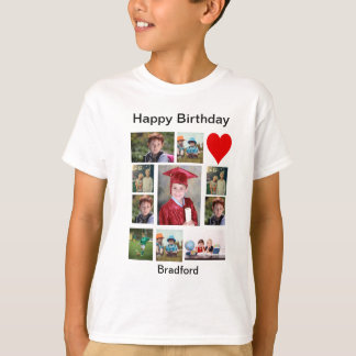 Personalised Modern Birthday 11 Photo Collage  T-Shirt