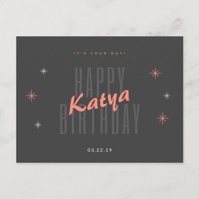 Personalised - Modern Birthday Postcard (Front)