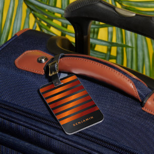 Personalised Modern Black and Orange Luggage Tag