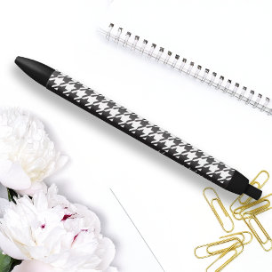 Personalised Modern Black and White Houndstooth Ink Pen