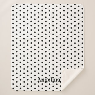 Personalised Modern Black and White Polka Dot  Sherpa Blanket