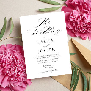 Personalised Modern Black and White Simple Wedding Invitation