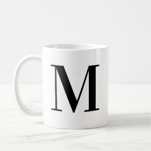 Personalised Modern Black Monogram Initial M Coffee Mug