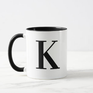 Personalised Modern Black Monogram Letter K Custom Mug