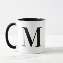 Personalised Modern Black Monogram Letter M Custom
