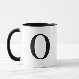 Personalised Modern Black Monogram Letter O Custom Mug