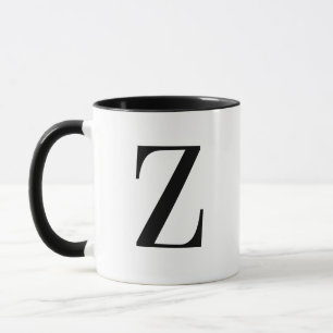 Personalised Modern Black Monogram Letter Z Custom Mug