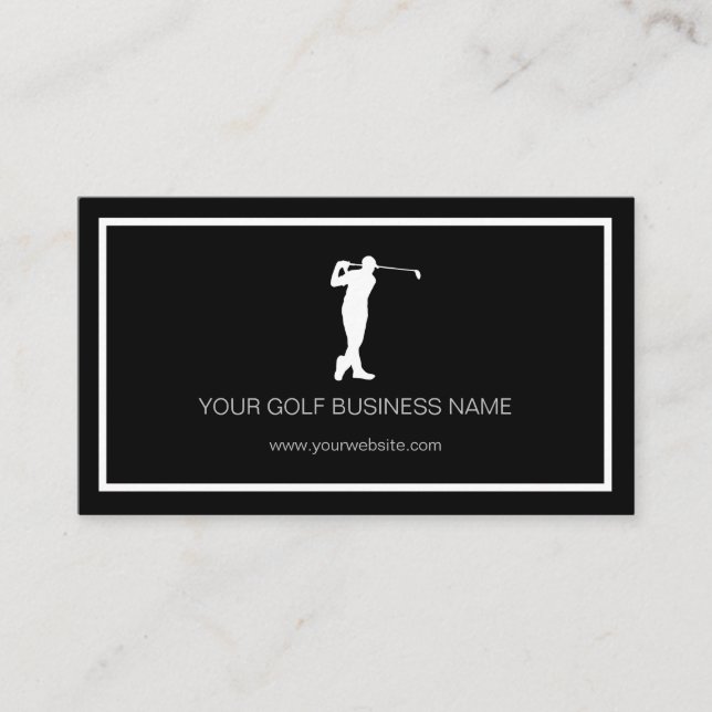 Personalised Modern Black Professional Golf Busine Business Card (Front)