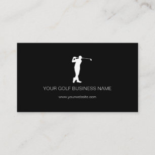 Personalised Modern Black Professional Golf Business Card