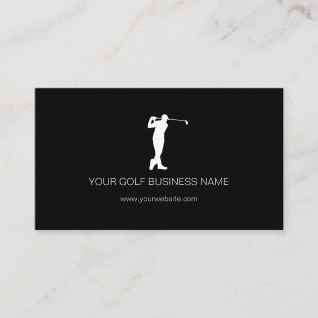 Personalised Modern Black Professional Golf Business Card (Front)