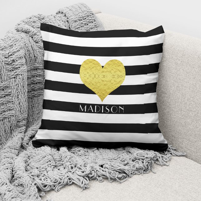 Personalised Modern Black Stripes     Cushion (Creator Uploaded)